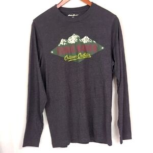 Eddie Bauer Dark Grey Long Sleeve Graphic Tshirt Size Small